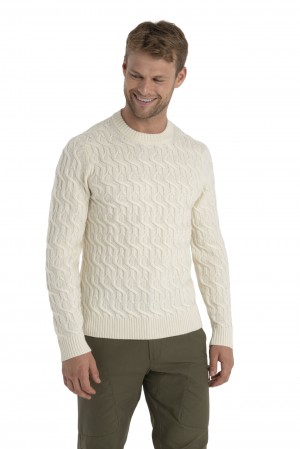 Icebreaker Merino Cable Knit Crewe Pullover Herren Undyed | 02765SYCW